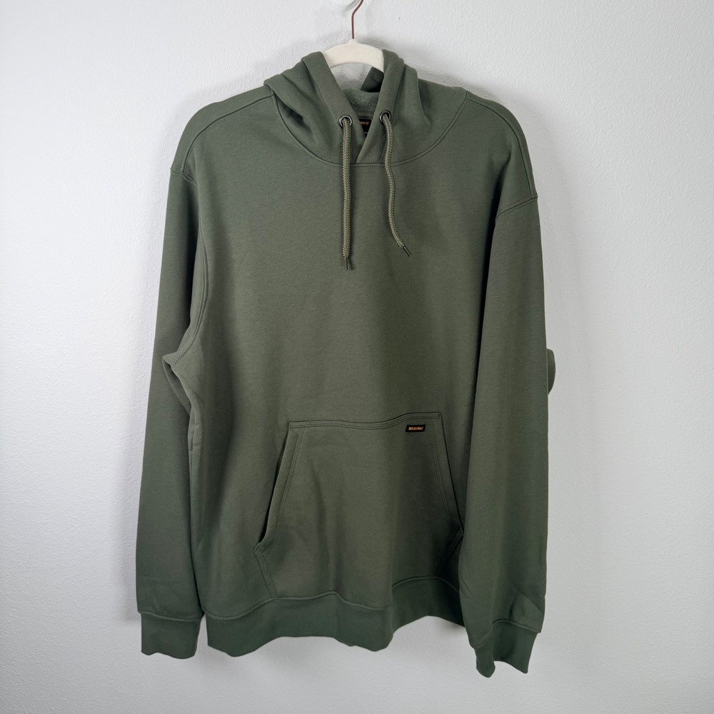 Brahma Mens XL Olive Green Fleece Lined Pullover Hoodie Sweatshirt Workwear